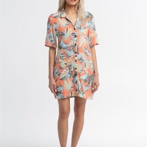 Salty Crew Seafarer Multicolored Printed Button Front Shirt Dress/Cover-Up S